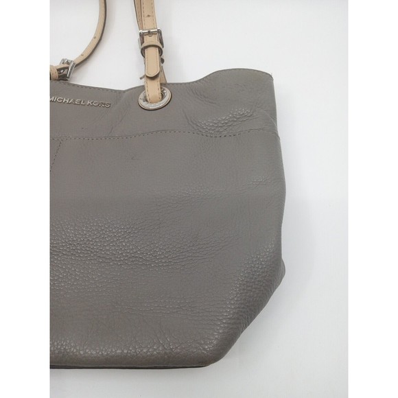 Michael Kors Bedford Pebbled Leather Medium Pocket Tote Shoulder Bag Gray - Picture 10 of 14